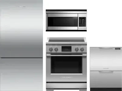 4 Piece Package Includes Refrigerator, Range, Microwave And Dishwasher